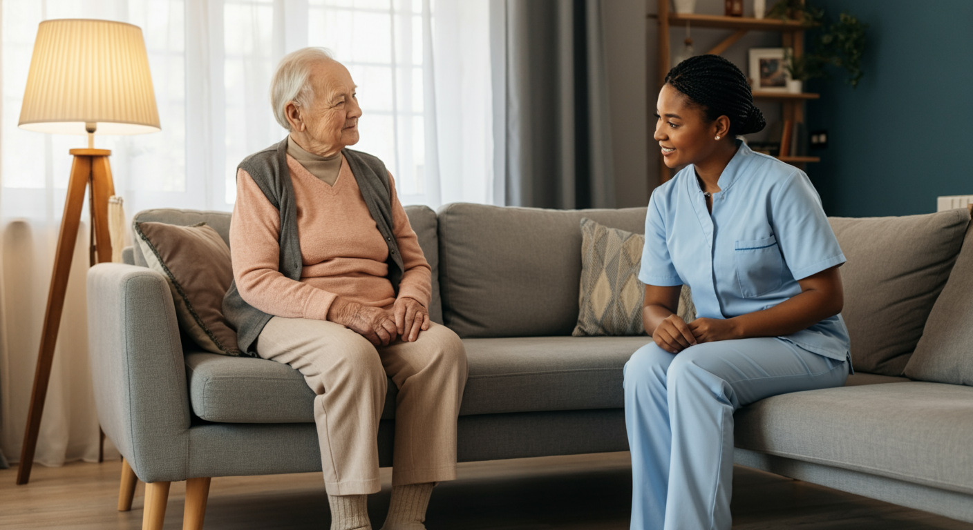 Senior care financial advisor explaining 24-hour home care cost breakdown to family, care cost planning
