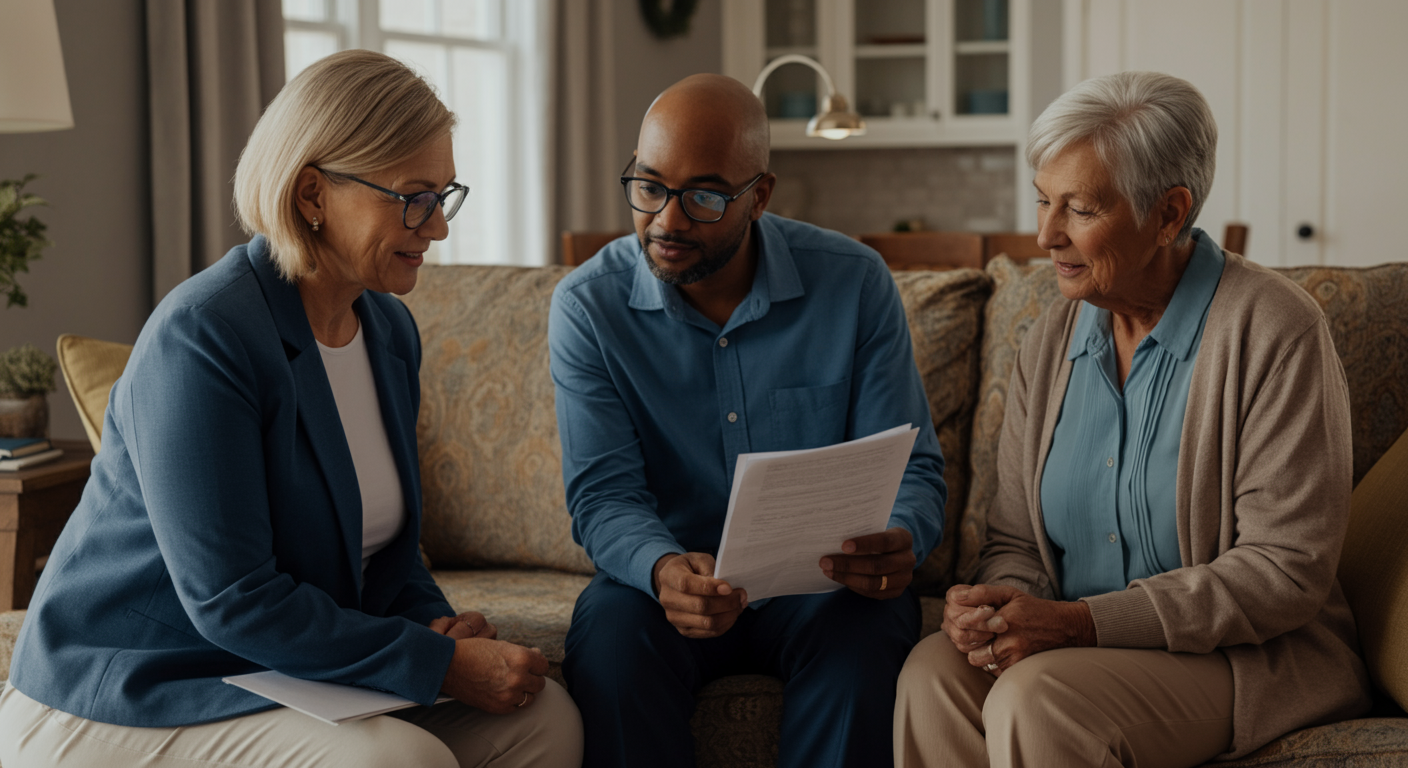 Home health nurse performing skilled nursing assessment for Medicare-covered patient at home