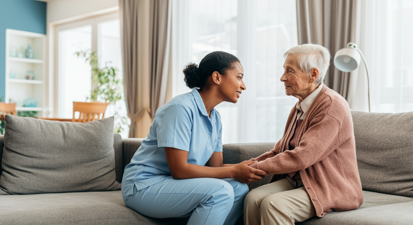 Comfortable senior living at home with dedicated one-on-one caregiver attention