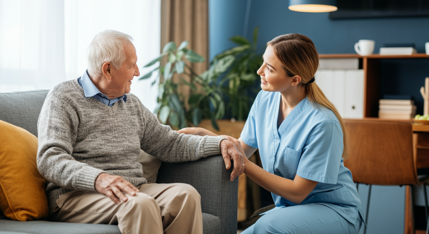 Family meeting with home care agency advisor to discuss care cost comparison