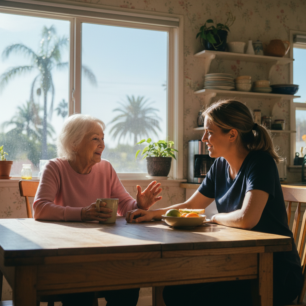 In-home senior caregiver assisting an elderly client in Culver City, Los Angeles