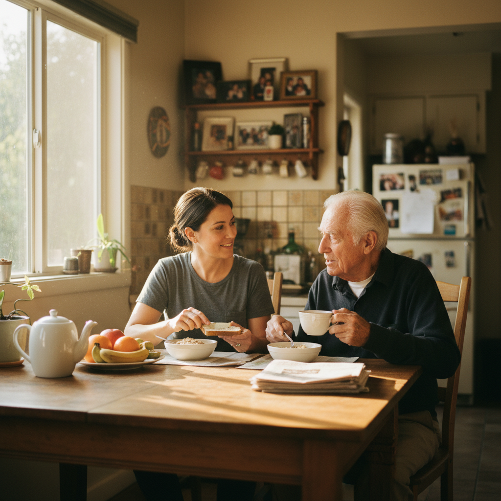 In-home senior caregiver assisting an elderly client in Eagle Rock, Los Angeles