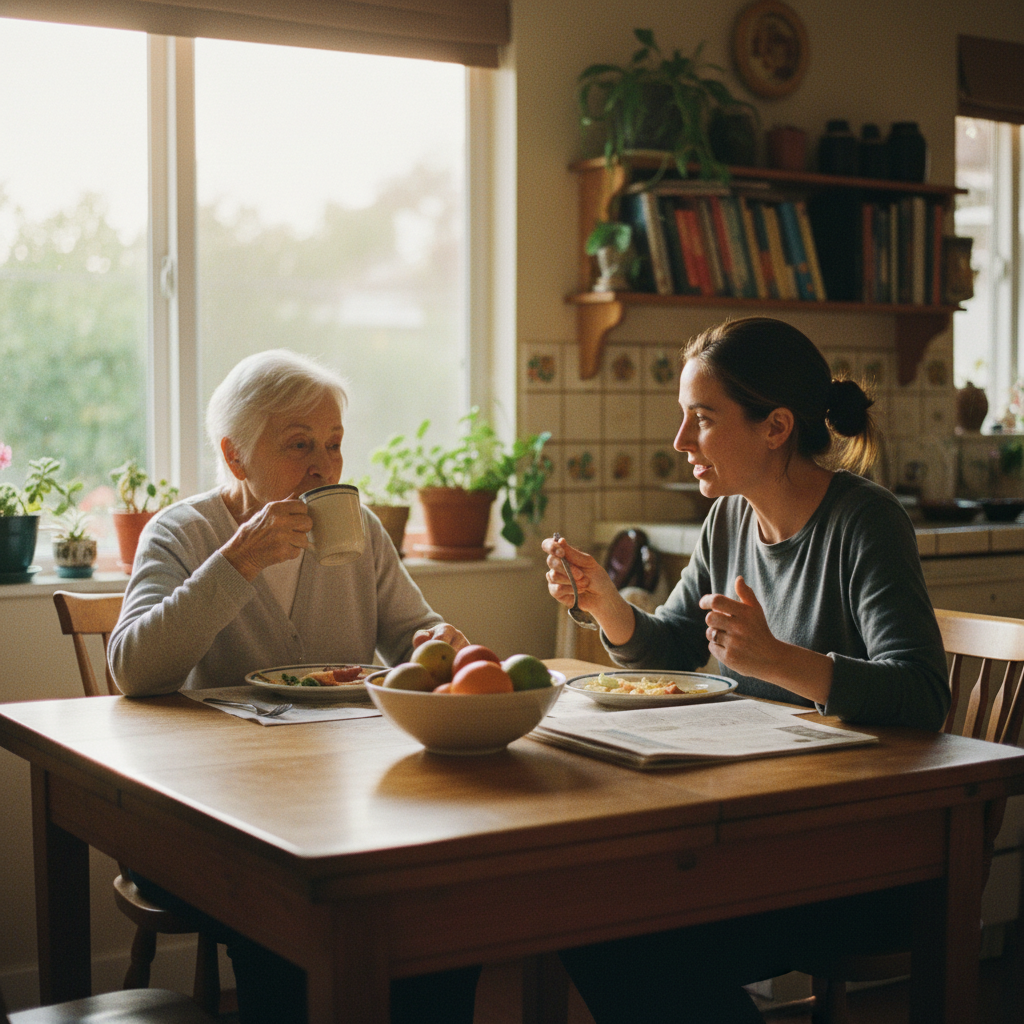 In-home senior caregiver assisting an elderly client in Mar Vista, Los Angeles