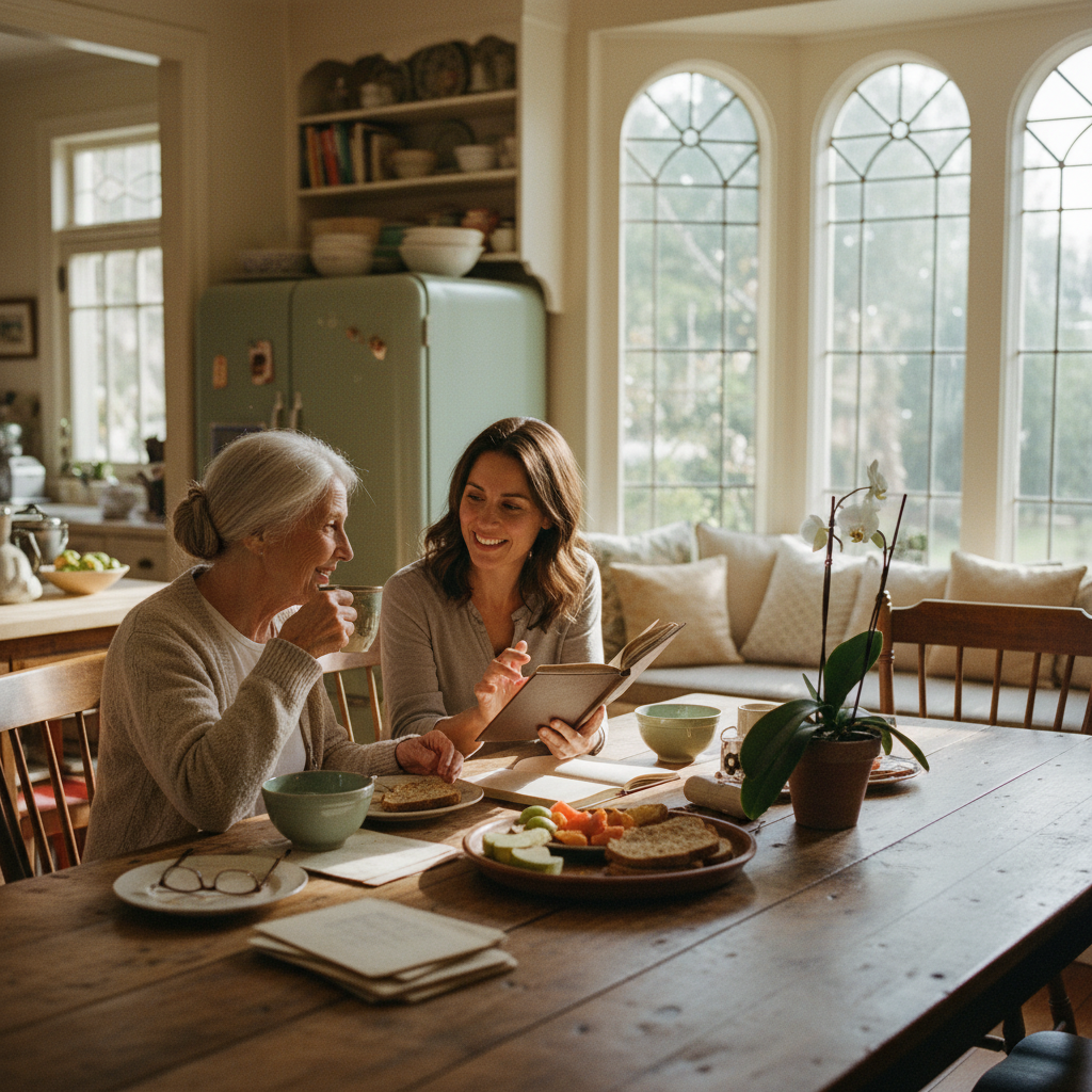 In-home senior caregiver assisting an elderly client in Hancock Park, Los Angeles