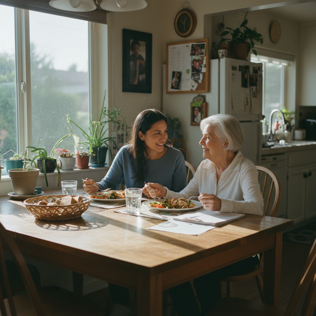 In-home senior caregiver assisting an elderly client in Mar Vista, Los Angeles