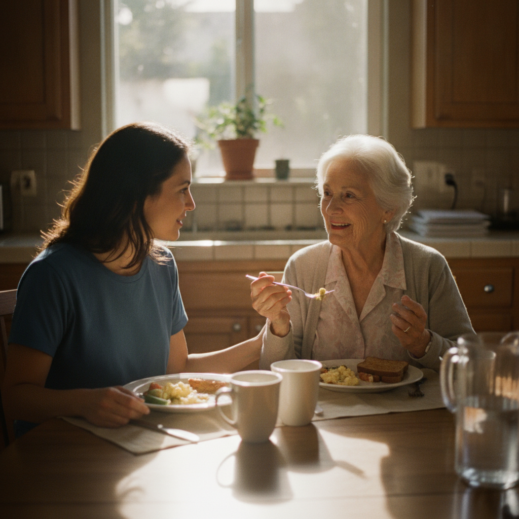 In-home senior caregiver assisting an elderly client in Burbank, Los Angeles