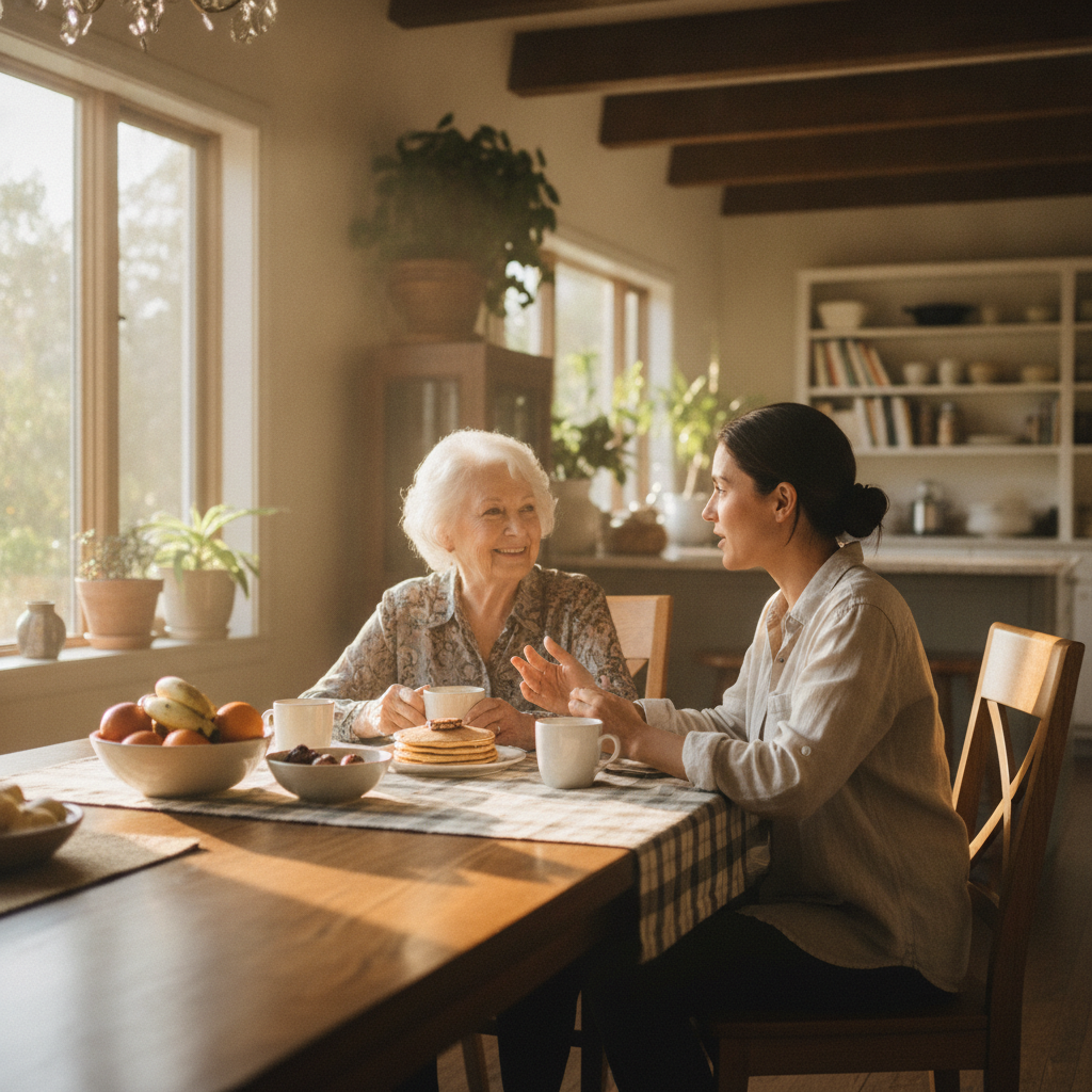 In-home senior caregiver assisting an elderly client in Beverly Hills, Los Angeles
