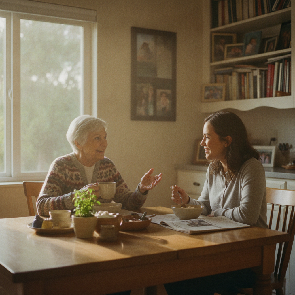 In-home senior caregiver assisting an elderly client in Westwood, Los Angeles