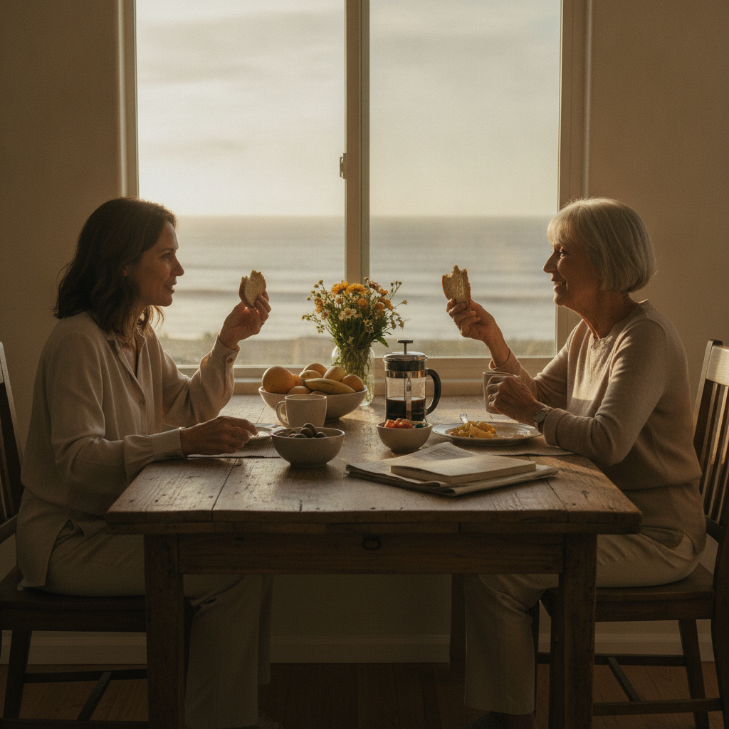 In-home senior caregiver assisting an elderly client in Malibu, Los Angeles