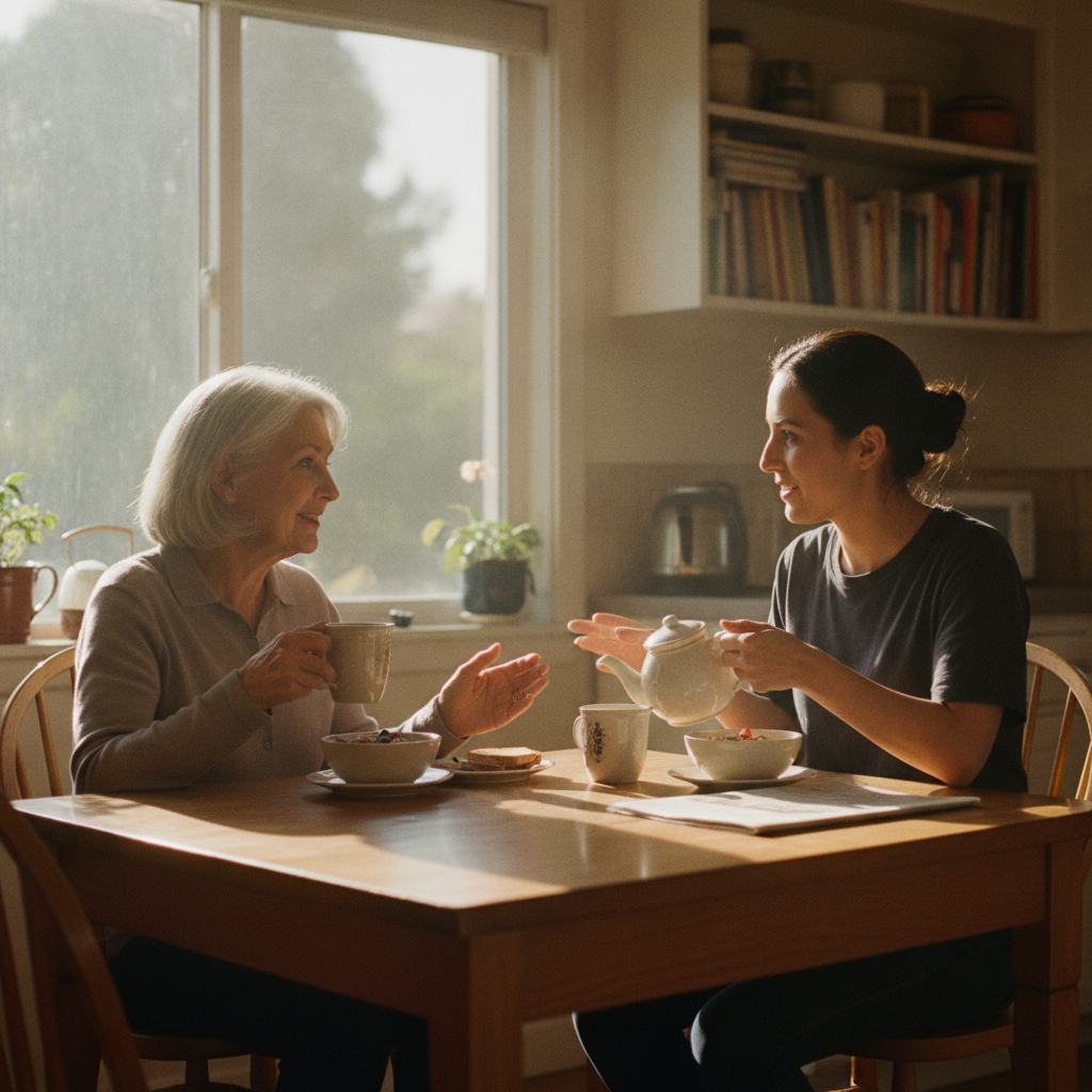 In-home senior caregiver assisting an elderly client in West LA, Los Angeles