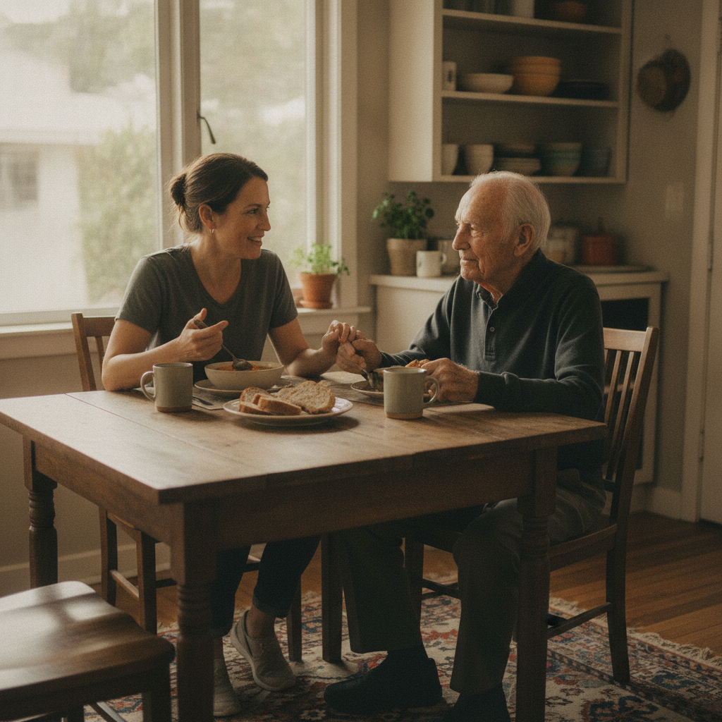 In-home senior caregiver assisting an elderly client in Mar Vista, Los Angeles