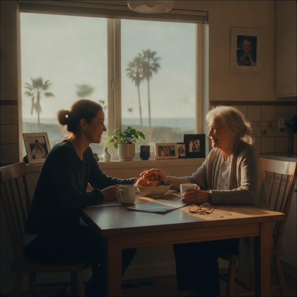 In-home senior caregiver assisting an elderly client in Redondo Beach, Los Angeles