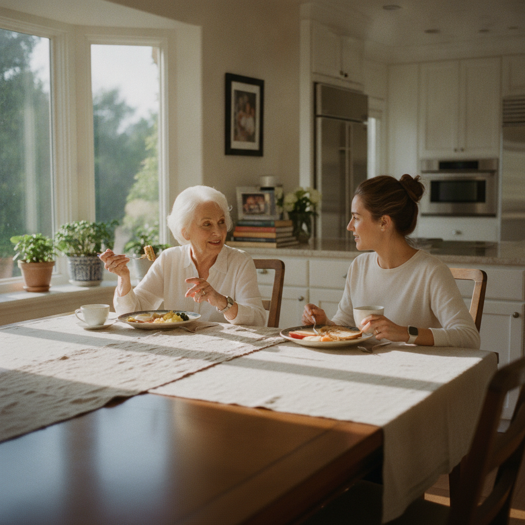 In-home senior caregiver assisting an elderly client in Beverly Hills, Los Angeles