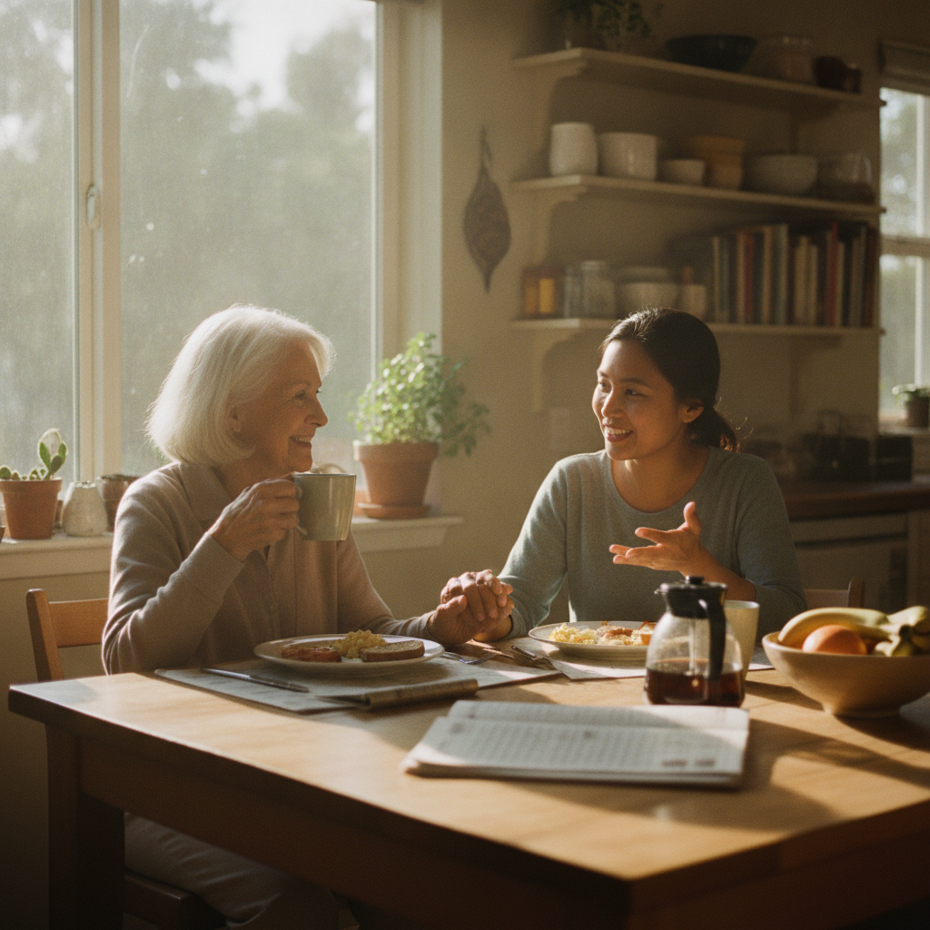 In-home senior caregiver assisting an elderly client in West LA, Los Angeles