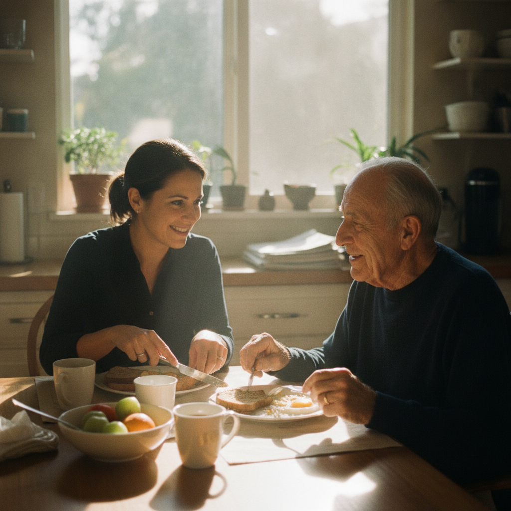 In-home senior caregiver assisting an elderly client in Encino, Los Angeles