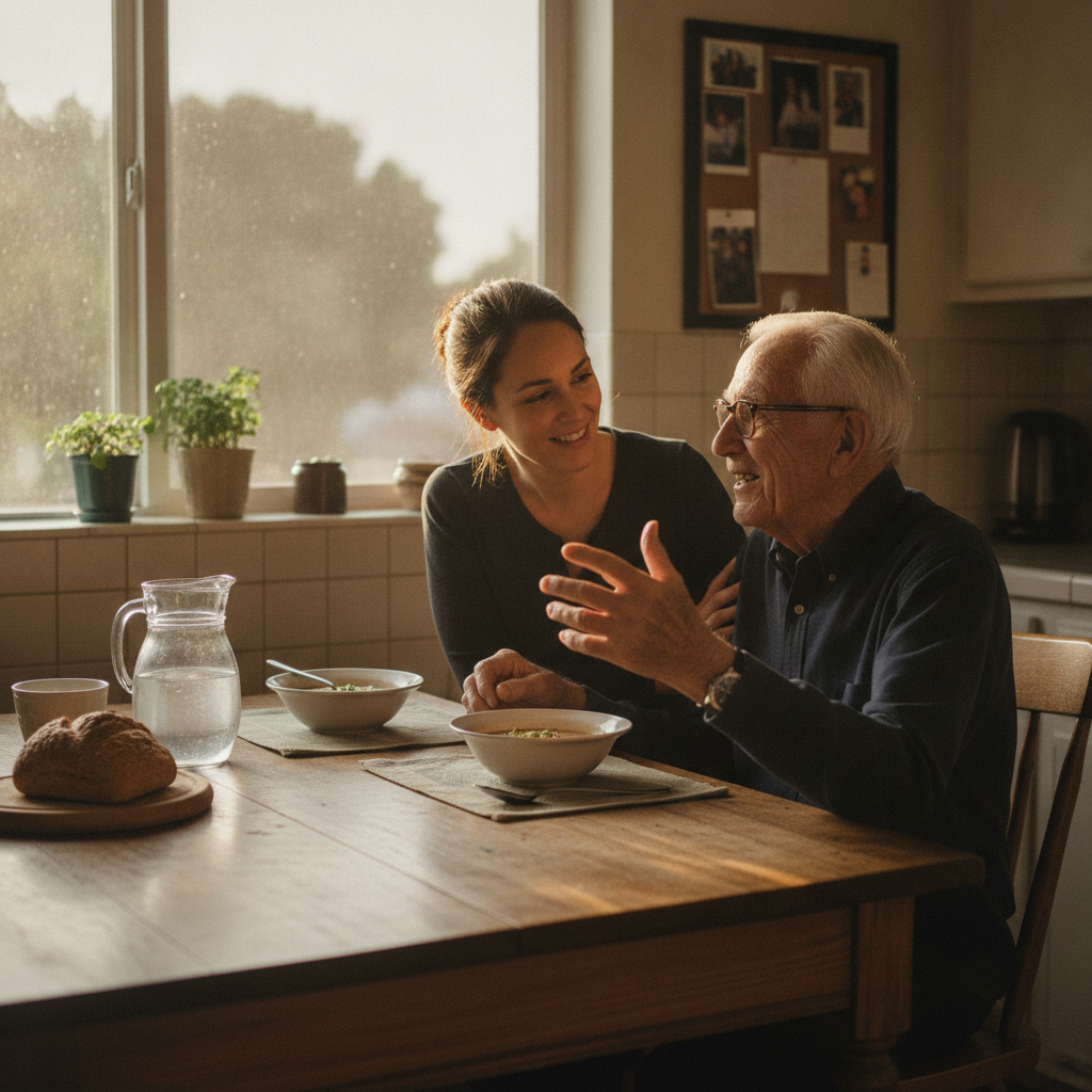 In-home senior caregiver assisting an elderly client in West LA, Los Angeles